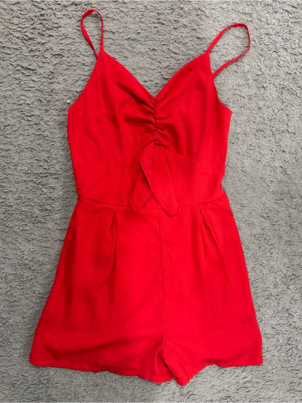 Red Girls' Spaghetti-Strap One-Piece Romper Size Small